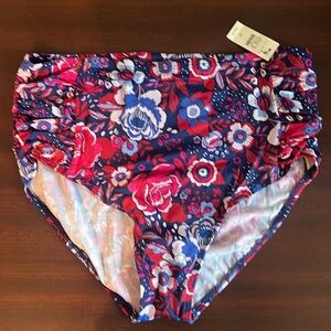 Talbots Bikini Bottom High Waist Patriotic Floral NWT 12